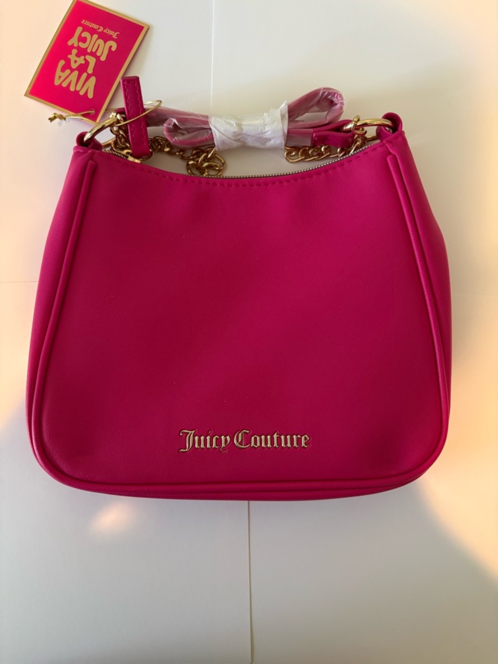 Juicy Couture Hot Pink Shoulder Bag with Gold Hardware
